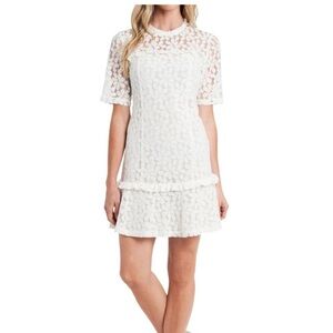 CeCe sz 6 White Floral Lace Mini Dress short sleeve Spring Summer parties